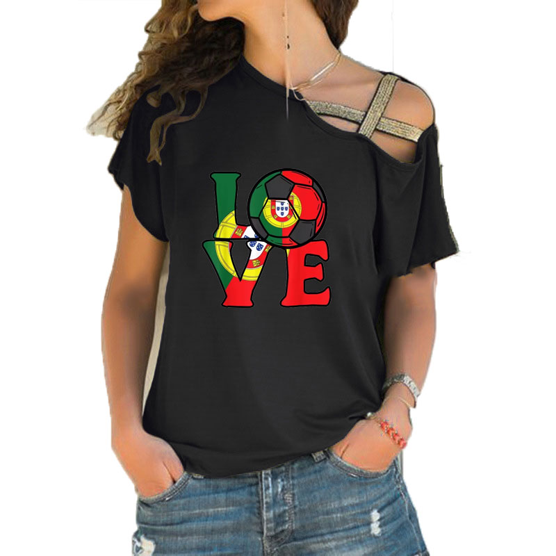 Crossfit Accessories - Kaos Wanita Kerah Slash Longgar Motif